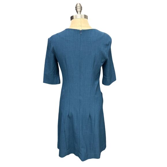 M.M. Lafleur Wondertex Emily Dress Size 4 Square Neck Blue Classic Tailored Cut - Picture 6 of 12